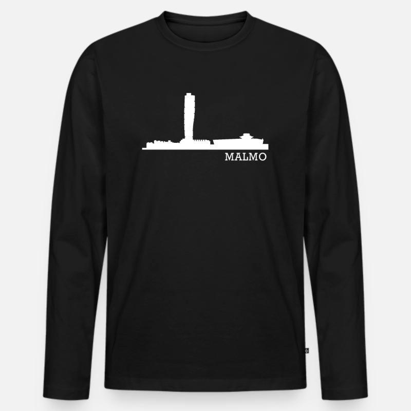 Malmö - Männer Premium Bio Langarmshirt - Schwarz