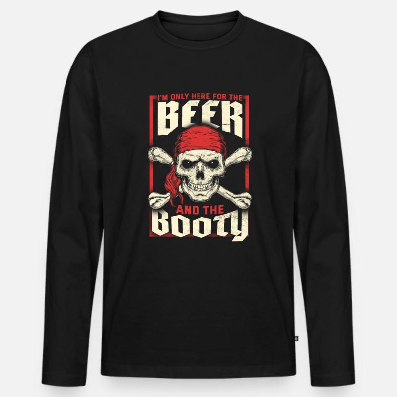 Pirat - Männer Premium Bio Langarmshirt - Schwarz