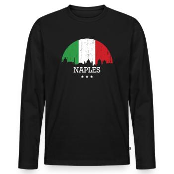 Naples Italie - T-shirt manches longues Premium bio Homme - noir - Devant - Nico (187cm)