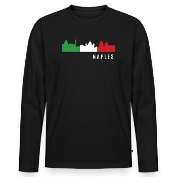 Naples Italie - T-shirt manches longues Premium bio Homme - noir - Devant - Nico (187cm)