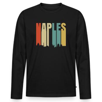Naples Italie - T-shirt manches longues Premium bio Homme - noir - Devant - Nico (187cm)