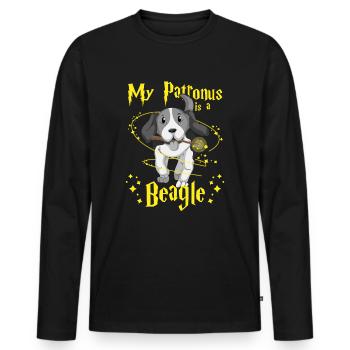 Beagle - Männer Premium Bio Langarmshirt - Schwarz - Vorne - Nico (187cm)