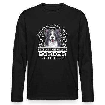 Border Collie - Men's Premium Organic Long Sleeve Shirt - black - Front - Nico (187cm)