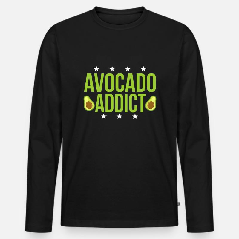 Avocado - Männer Premium Bio Langarmshirt - Schwarz