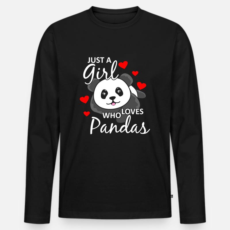 Panda - Männer Premium Bio Langarmshirt - Schwarz