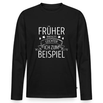 lustiger spruch - Männer Premium Bio Langarmshirt - Schwarz - Vorne - Nico (187cm)