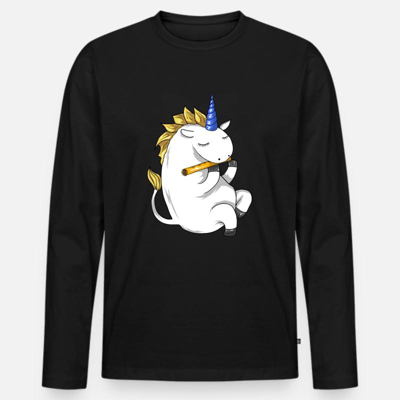 Querflöte - Männer Premium Bio Langarmshirt - Schwarz
