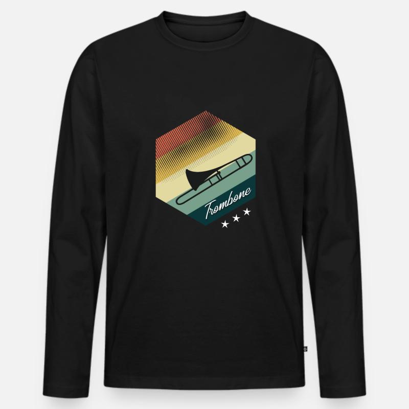 Posaune - Männer Premium Bio Langarmshirt - Schwarz
