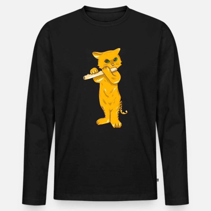 Querflöte - Männer Premium Bio Langarmshirt - Schwarz