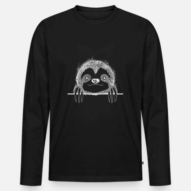 Faultier - Männer Premium Bio Langarmshirt - Schwarz