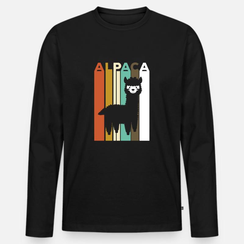 Alpaka Lama - Männer Premium Bio Langarmshirt - Schwarz