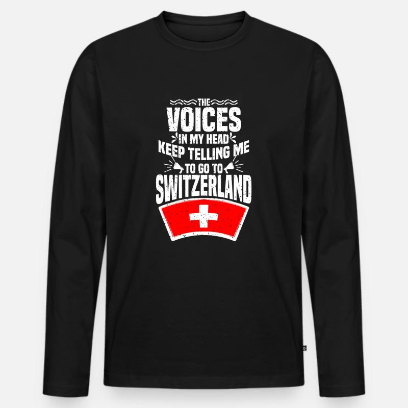 Schweiz - Männer Premium Bio Langarmshirt - Schwarz
