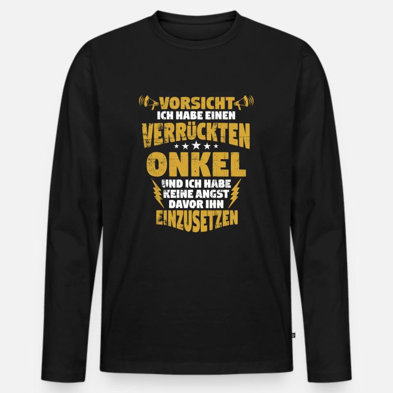 Onkel - Männer Premium Bio Langarmshirt - Schwarz