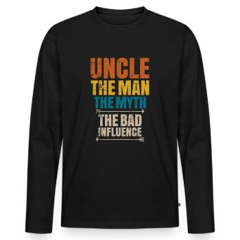 Onkel - Männer Premium Bio Langarmshirt - Schwarz - Vorne - Nico (187cm)