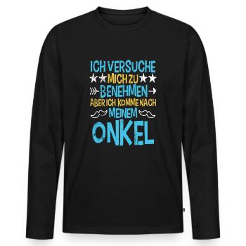Onkel - Männer Premium Bio Langarmshirt - Schwarz - Vorne - Nico (187cm)
