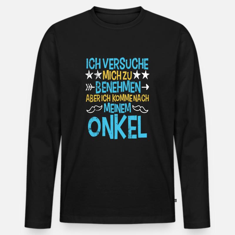 Onkel - Männer Premium Bio Langarmshirt - Schwarz