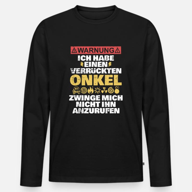 Onkel - Männer Premium Bio Langarmshirt - Schwarz