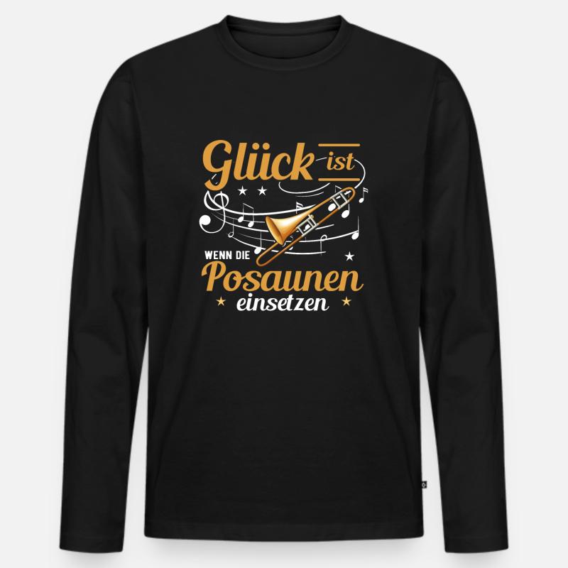Posaune - Männer Premium Bio Langarmshirt - Schwarz
