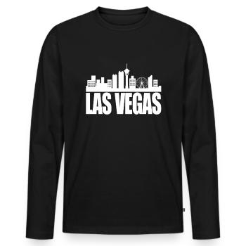 Las Vegas - Männer Premium Bio Langarmshirt - Schwarz - Vorne - Nico (187cm)