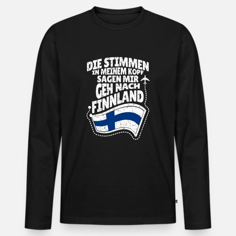 Finnland - Männer Premium Bio Langarmshirt - Schwarz