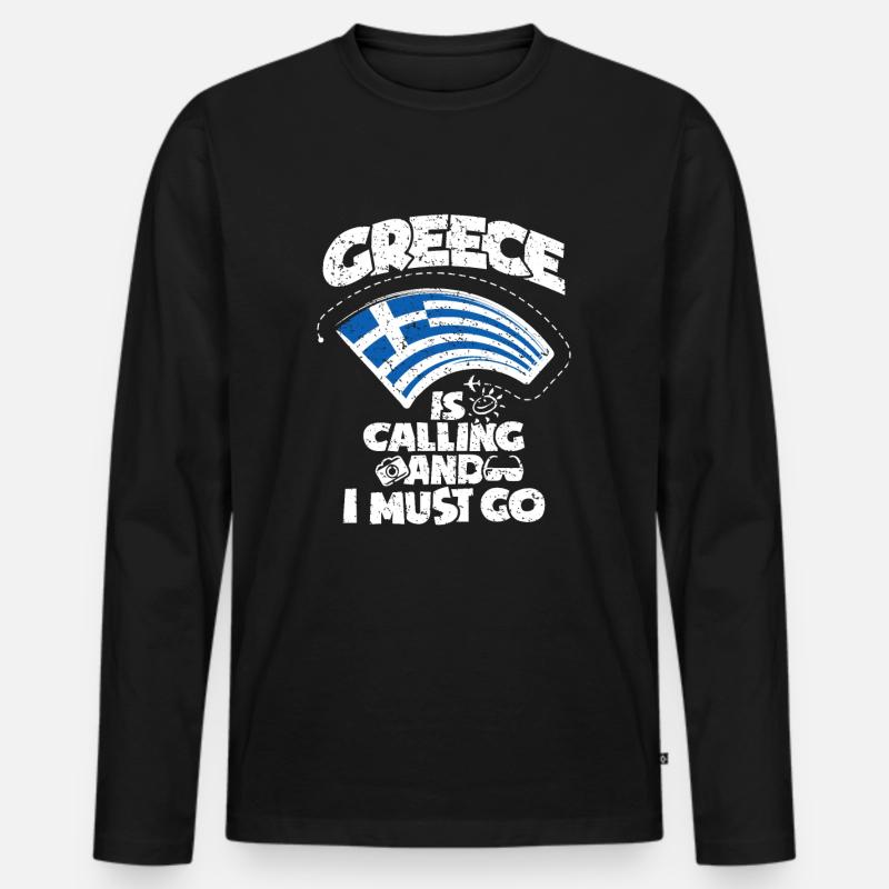 Griechenland - Männer Premium Bio Langarmshirt - Schwarz