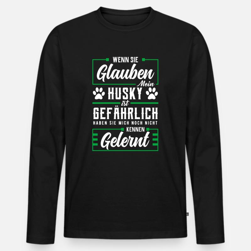 Husky - Männer Premium Bio Langarmshirt - Schwarz