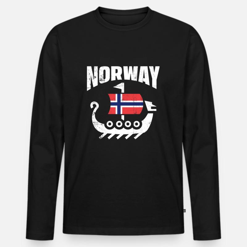 Norwegen - Männer Premium Bio Langarmshirt - Schwarz