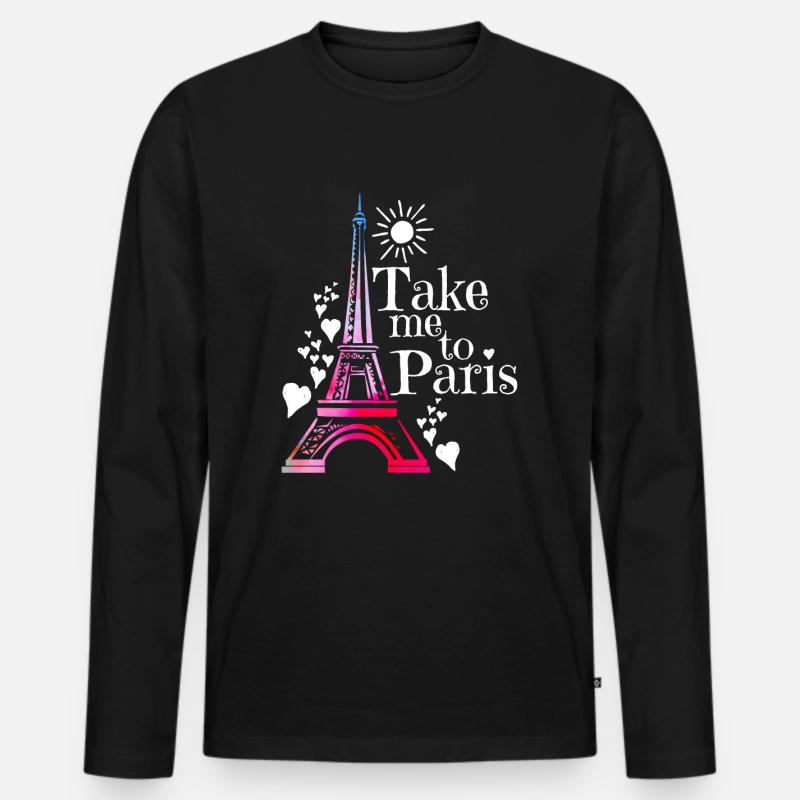 Paris - Männer Premium Bio Langarmshirt - Schwarz