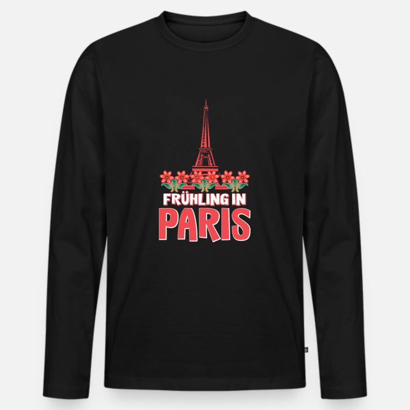 Paris - Männer Premium Bio Langarmshirt - Schwarz