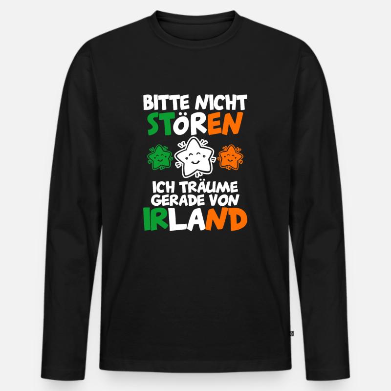 Irland - Männer Premium Bio Langarmshirt - Schwarz