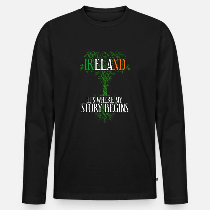 Irland - Männer Premium Bio Langarmshirt - Schwarz
