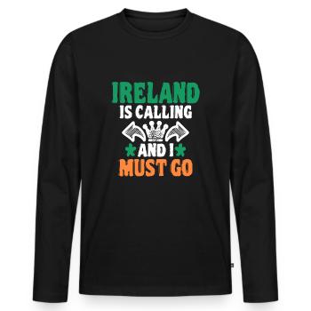 Irlande - T-shirt manches longues Premium bio Homme - noir - Devant - Nico (187cm)