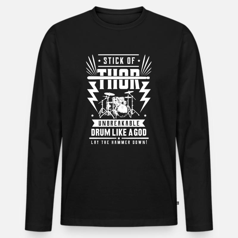 Schlagzeug - Männer Premium Bio Langarmshirt - Schwarz