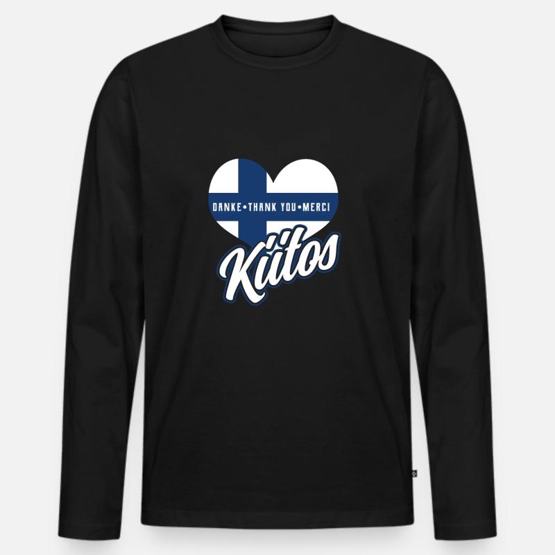 Finnland - Männer Premium Bio Langarmshirt - Schwarz