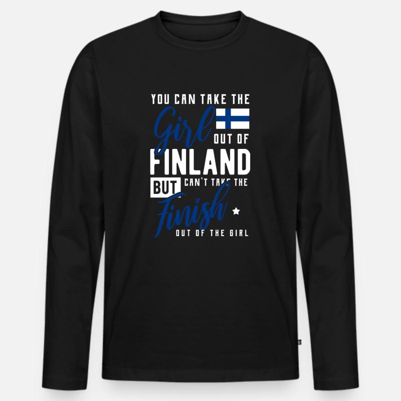 Finnland - Männer Premium Bio Langarmshirt - Schwarz
