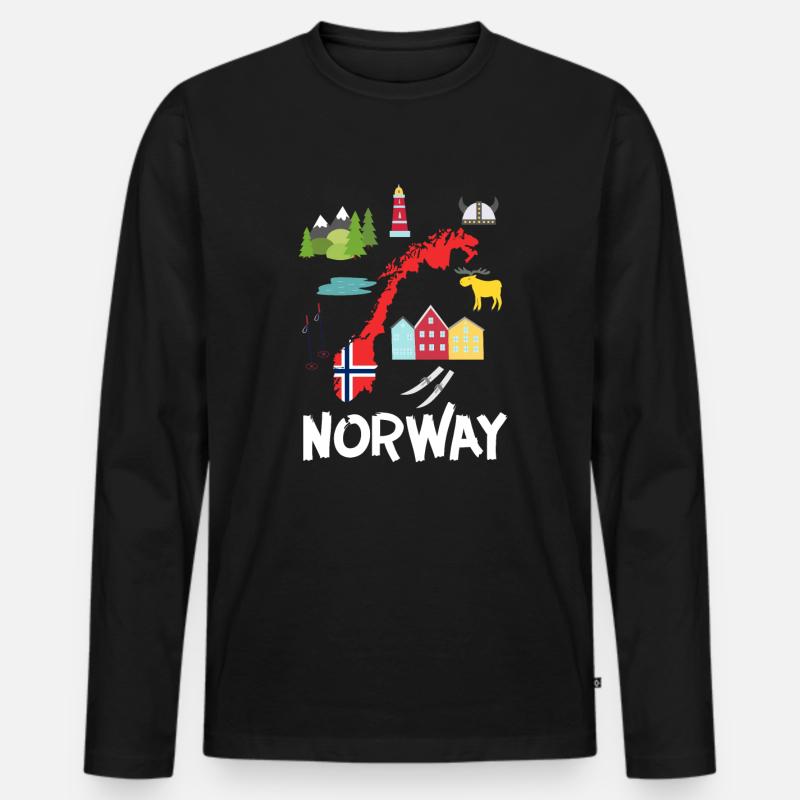 Norwegen - Männer Premium Bio Langarmshirt - Schwarz