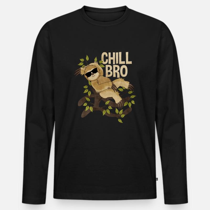 Faultier - Männer Premium Bio Langarmshirt - Schwarz