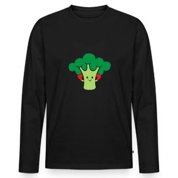 Le brocoli - T-shirt manches longues Premium bio Homme - noir - Devant - Nico (187cm)