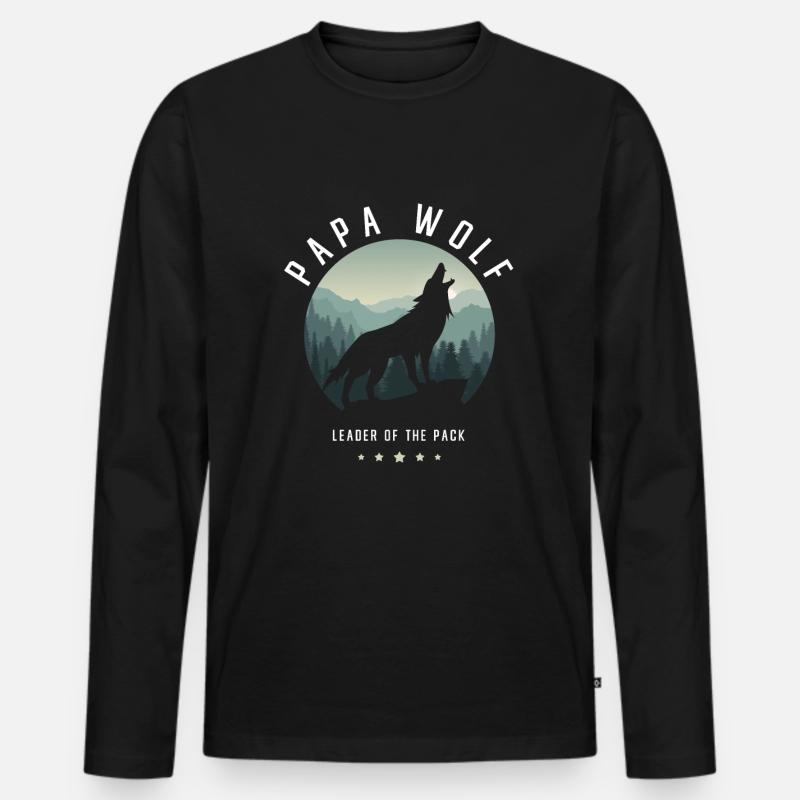 Wolf - Männer Premium Bio Langarmshirt - Schwarz