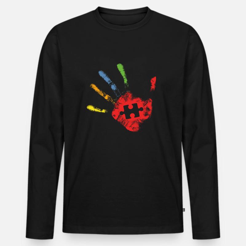 Autismus - Männer Premium Bio Langarmshirt - Schwarz
