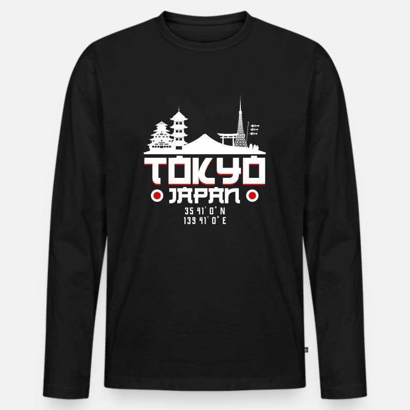 Japan - Männer Premium Bio Langarmshirt - Schwarz