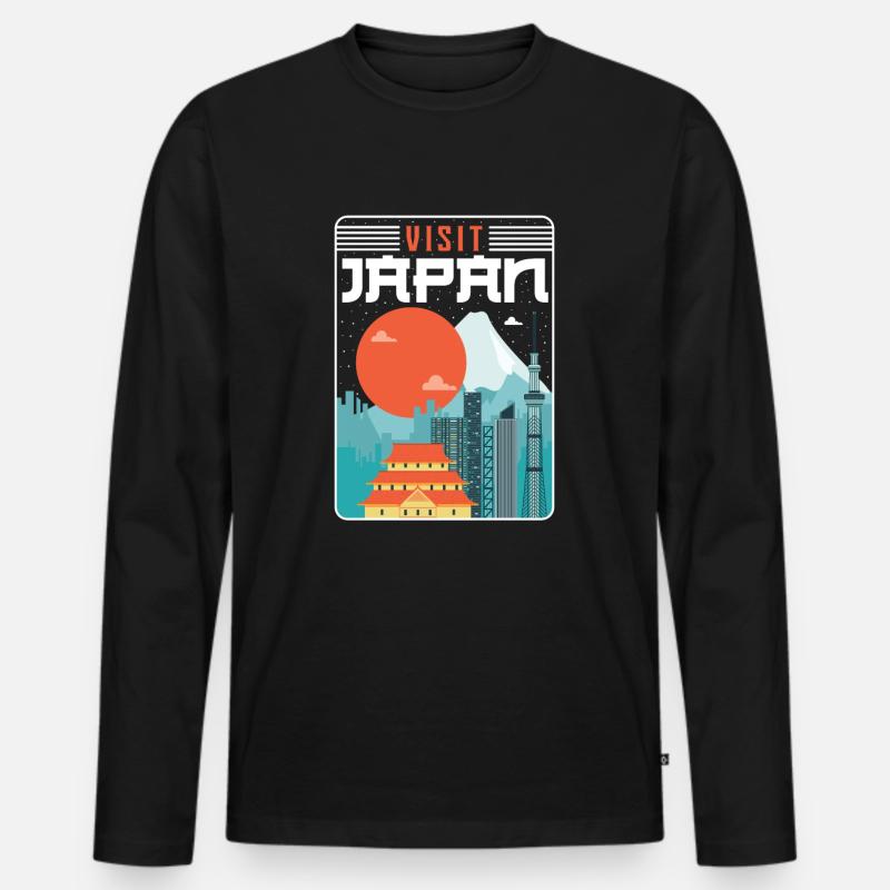 Japan - Männer Premium Bio Langarmshirt - Schwarz