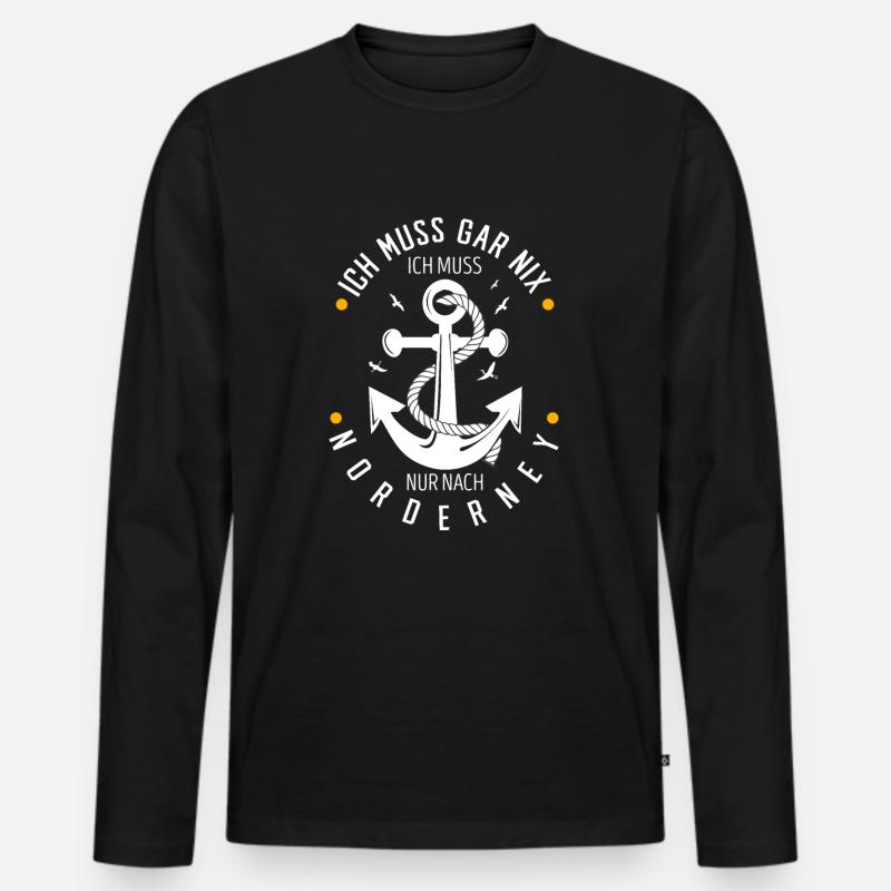 Norderney - Männer Premium Bio Langarmshirt - Schwarz