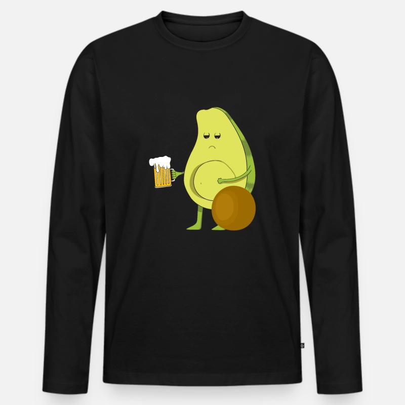 Avocado - Männer Premium Bio Langarmshirt - Schwarz