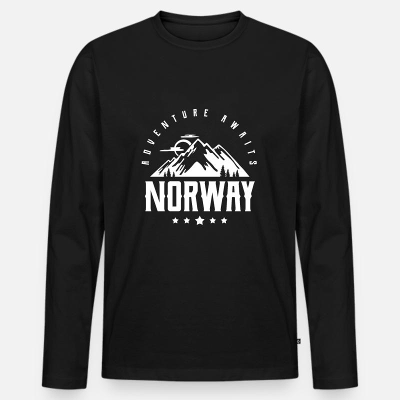 Norwegen - Männer Premium Bio Langarmshirt - Schwarz