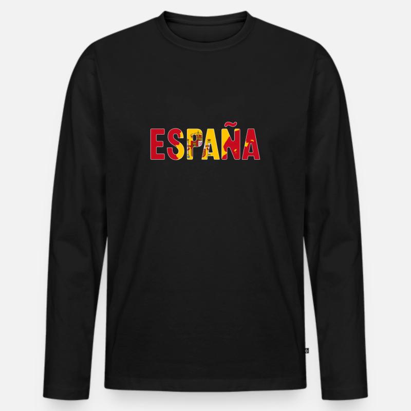 Spanien - Männer Premium Bio Langarmshirt - Schwarz