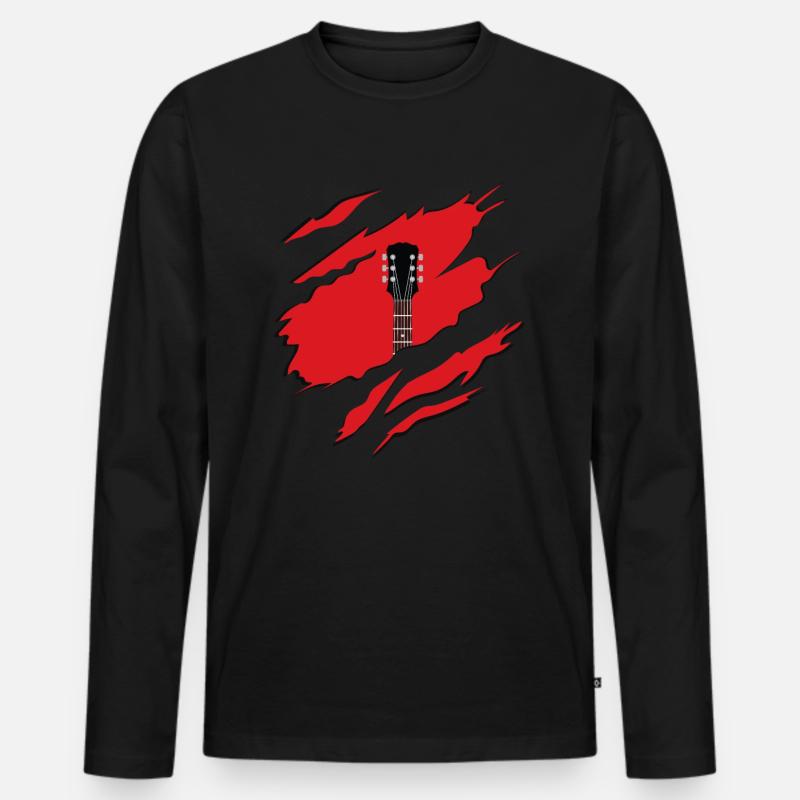 Gitarre - Männer Premium Bio Langarmshirt - Schwarz