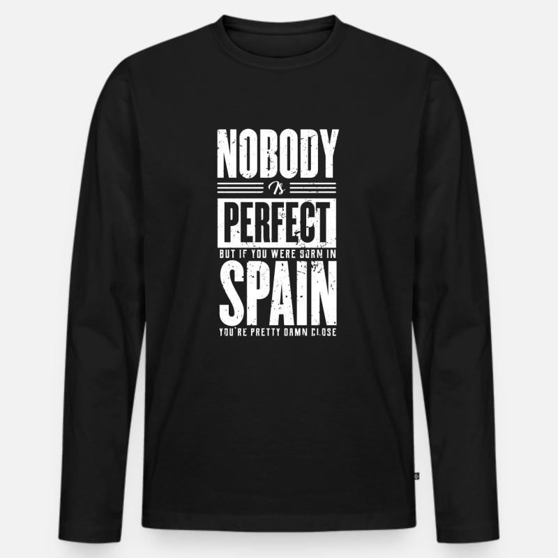 Spanien - Männer Premium Bio Langarmshirt - Schwarz