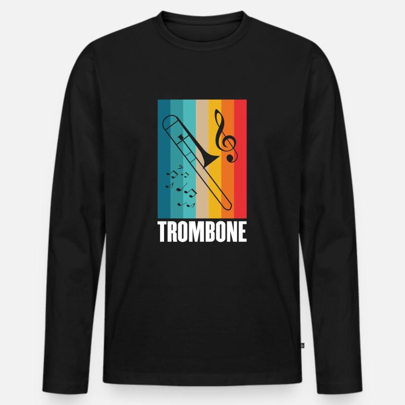 Posaune - Männer Premium Bio Langarmshirt - Schwarz