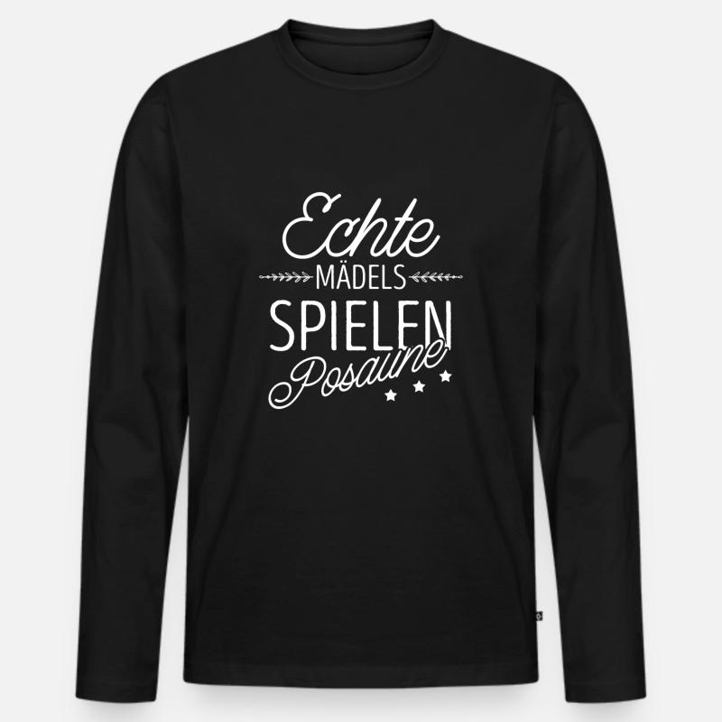 Posaune - Männer Premium Bio Langarmshirt - Schwarz